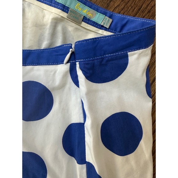 Boden Women's White and Blue Lined A Line Knee Length Skirt 100% Cotton Size 6 - Picture 4 of 5